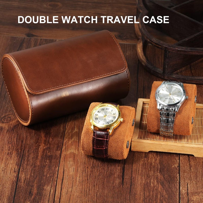 ROSELLE Watch Roll Travel Case for Men and Women- 2 Watch Storage and Organizer-Secure Storage with Innovative Removable Pillows & Solid Dividers for Home, Travel and Display (Brown-2 Slot) - Image 5